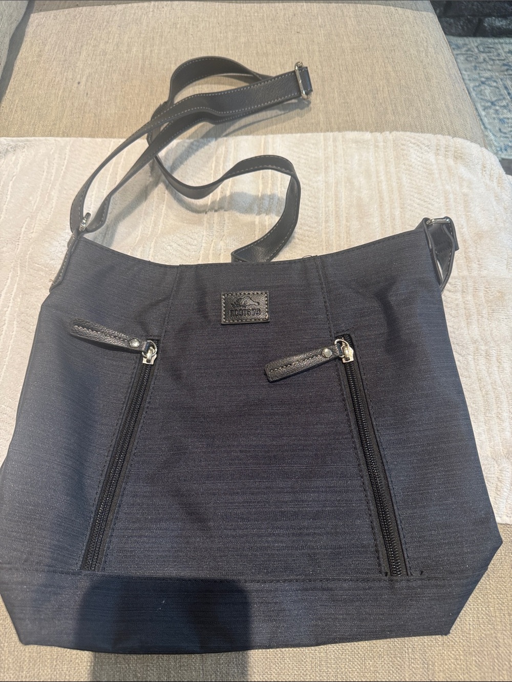 Roots Navy Blue Crossbody Bag with Dual Front Zips